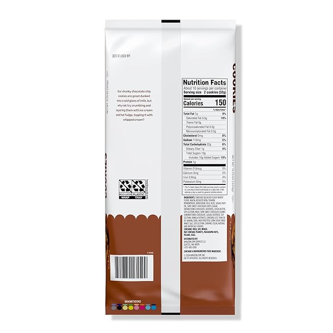 Amazon Grocery, Chunky Chocolate Chip Cookies, 11.75 Oz, Pack of 2 (Previously Happy Belly, Packaging May Vary)