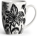 16oz Black and White Boho Floral Mug - Unique Coffee Mugs and Tea Cup, Novelty Ceramic Cups Gifts for Women and Men.