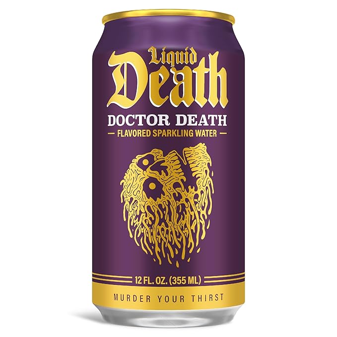 Liquid Death, Doctor Death, Soda-Flavored Sparkling Water, 12-Pack (12oz Cans), Low Sugar, Huge Flavor & No Artificial Sweeteners