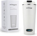 GO Heated Coffee Mug, Travel Mug, 13.5 OZ. Smart Mug, Battery Powered Heated Coffee Mug, Great for Coffee and Tea, Snap on Magnetic Charging Cord, New and Improved (White)