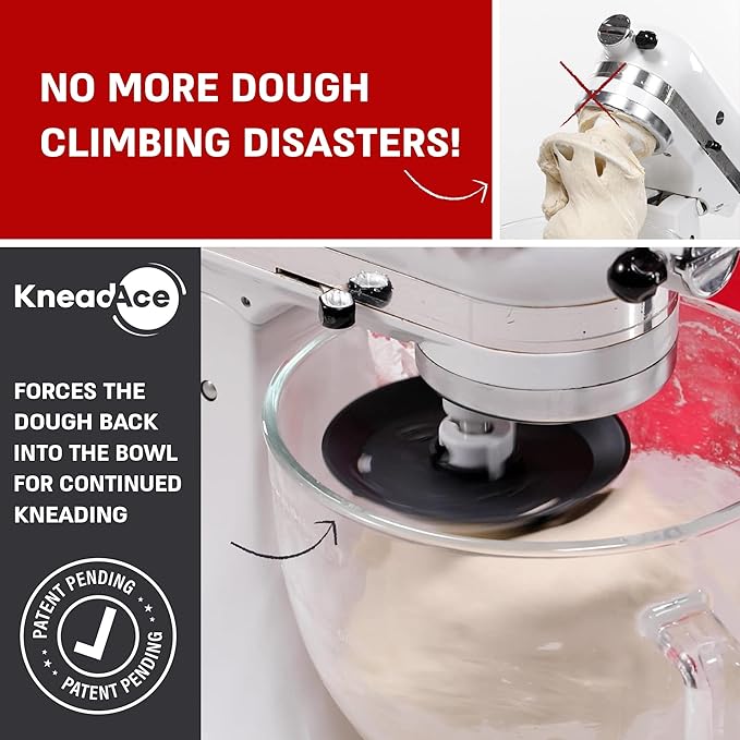 Dough Hook Shield For Kitchen Aid - Prevents Your Dough from Climbing Up and Clogging Up Your Mixer – Mess Free Mixer Accessory Compatible With KitchenAid C Shape Dough Hooks (Dark Grey)