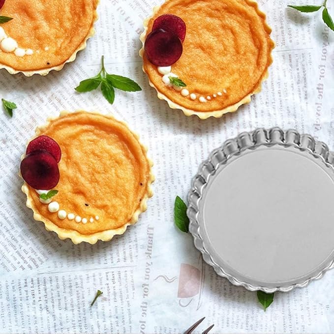 Set of 6, Mini Tart Pan, findTop 4.7 Inch Non-Stick Quiche Pan with Removable Bottom or Oven