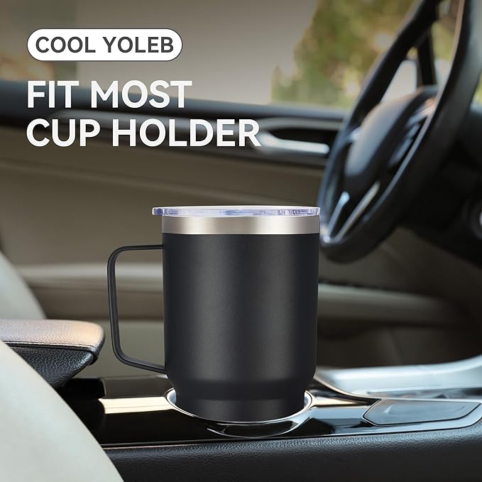30 oz Tumbler with Handle and Lid, Stainless Steel Tumblers Bulk Double Wall Vacuum Insulated Travel Mug Leak Proof Cup Keep Drinks Cold and Hot Black, 4 Pack