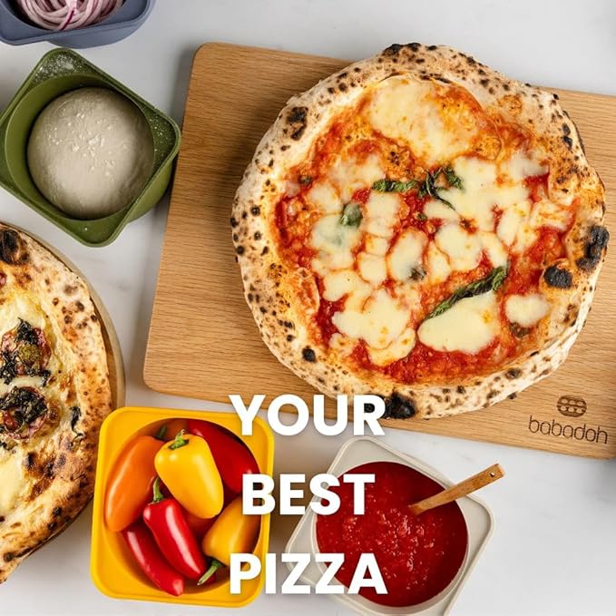 Babadoh Pizza Dough Proofing Silicone Containers with Lids | Pizza Making Accessories | The Perfect Pizza | Set of 3 | Multi Bright (1 Berry, 1 Orange, 1 Lime) | Original Size (make 12" Pizzas)