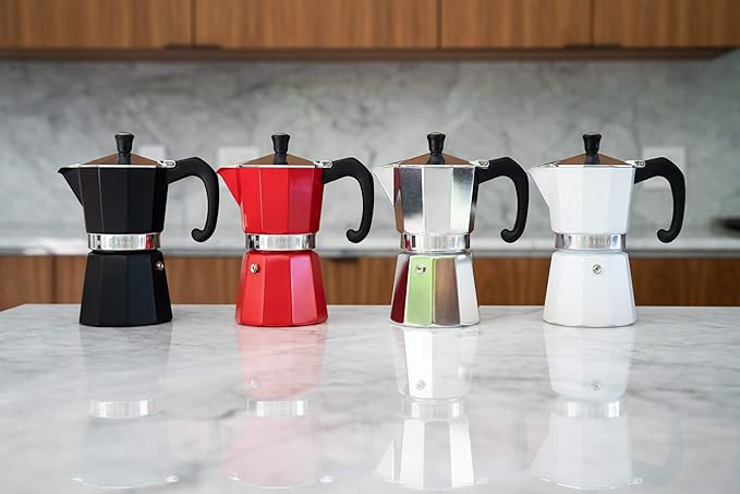 Bellemain Stovetop Espresso Maker | Italian Moka Pot Espresso Maker, Classic Aluminum Design Mocha Pot for Home Brewing & Camping | Easy to Use & Clean - 3-Cup, Black
