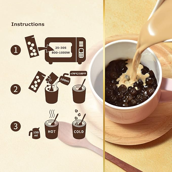 OKTEA Bubble Pearl Milk Tea Kit - Assam & Ceylon Tea Blend, New Zealand Milk, Preservative-Free Tapioca, Serve Hot or Iced - Single Box of 5 Servings