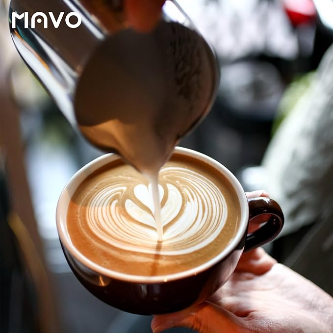 Milk Frothing Pitcher Steaming Pitchers Stainless Steel Milk/Coffee/Latte/Cappuccino Steam Pitchers Milk Jug Cup (350ml/12oz Set)