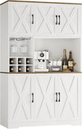 HOSTACK Kitchen Pantry Storage Cabinet, 71" Tall Food Pantry Cabinet with Microwave Stand, Farmhouse Kitchen Hutch, Coffee Bar Hutch with Wine Rack for Dining Room, Living Room, White