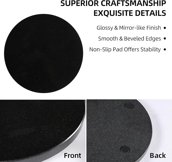 Koville African Natural Marble Cutting Board for Kitchen, 11inch Round Hand Crafted Marble Slab for Cheese, Charcuterie, Pastry Board - Wedding Gift, House Warming Gift(Zimbabwe Black)
