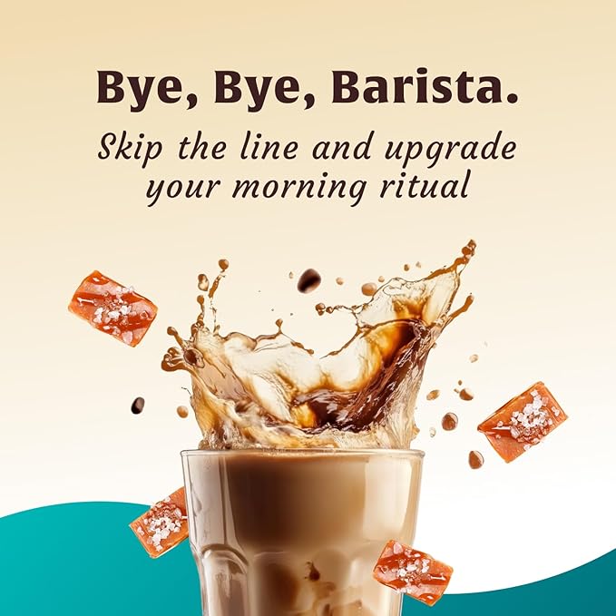 FlavCity Café Salted Caramel Macchiato - Flavored Instant Coffee Powder Mix with Grass-Fed Whole Milk - Instant Latte Made from Real Ingredients - All In One, Just Add Water (20 Servings)