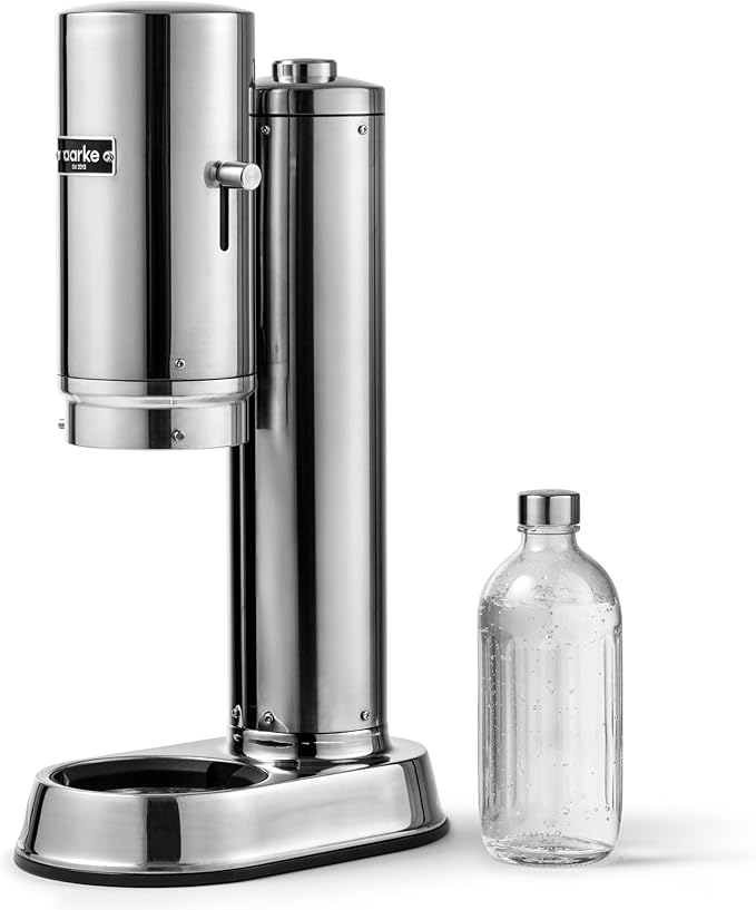 Aarke Carbonator Pro, Sparkling & Carbonation Water Machine, Stainless Steel with Glass Reusable Bottle Volume 800 mL/27 fl oz (Stainless Steel)