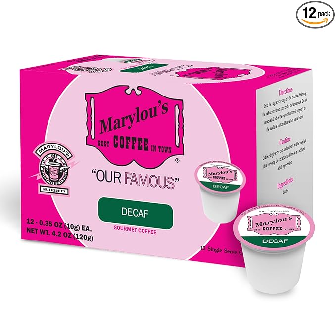Marylou’s Coffee - Famous Decaf Blend Gourmet Coffee, Delightful Medium Roast Coffee, Compatible with Keurig® Coffee Maker, 1 Count (12 Single Serve Cups)