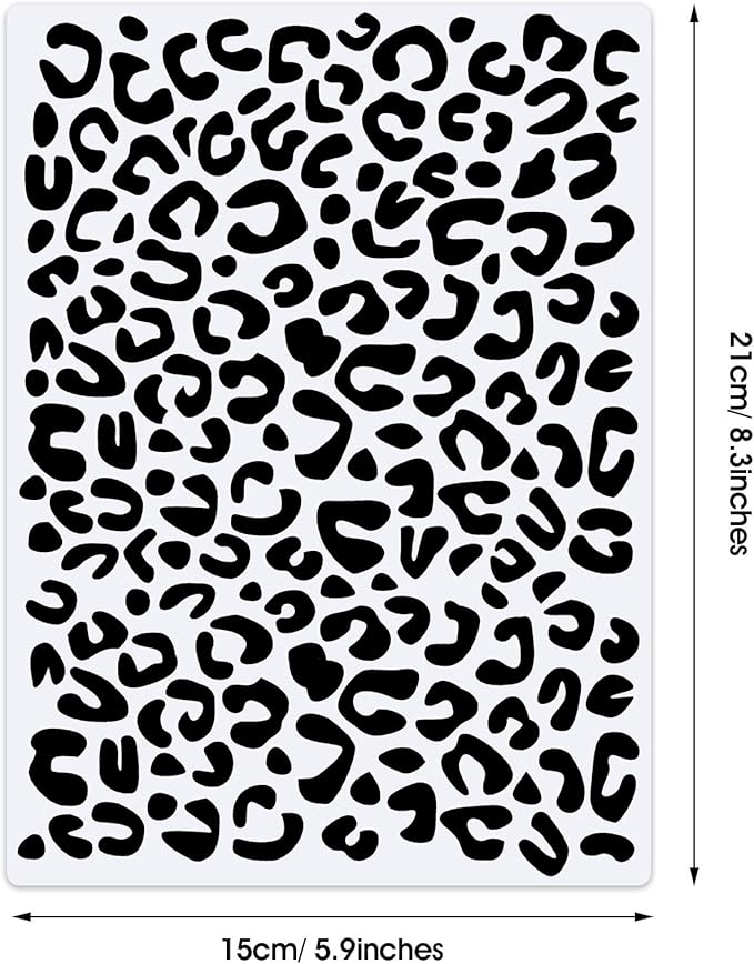 Zonon 4 Pieces Leopard Skin Stencil Reusable Cheetah Paint Stencil Template for Scrapbooking Fabric Drawing Tracing DIY Cake Furniture Wallpaper Floor Decor(5.9 x 8.3 Inch)