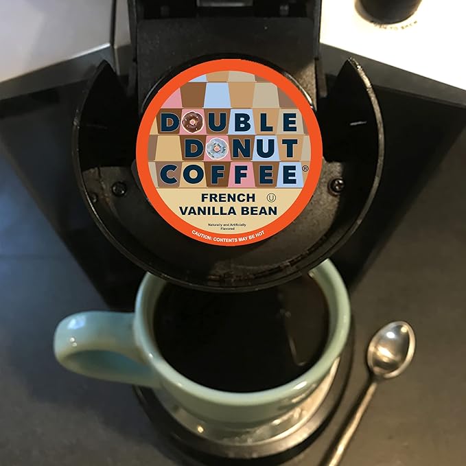 French Vanilla Coffee Medium Roast Flavored Coffee Pods for Keurig K Cups Makers from Double Donut, 48 Count (Pack of 1)