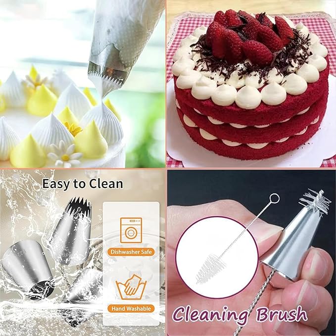 Extra large piping tips set, stainless steel round piping tips,star square wide piping tip jumbo piping tips, Cake DecoratingTips for Cupcakes Pastry Fondant Cakes Decorating （F02 9FT F06 R22L)
