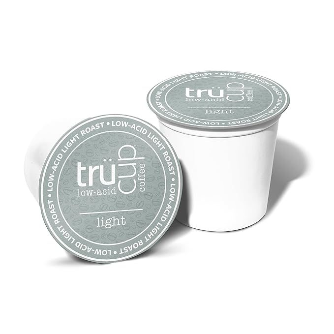trücup Low Acid Coffee K-Cups - Light Roast - Single Serve Coffee Pods - Can Be Gentle on the Stomach (48 Count)