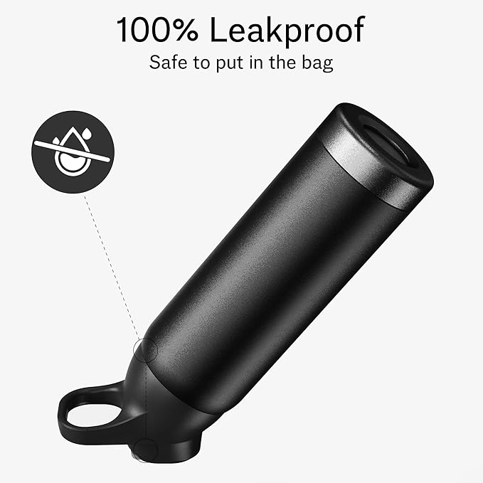Insulated Water Bottle with Straw - Encool Stainless Steel Water Bottle, Reusable Leakproof and BPA-Free for Sports, Travel, Cold for 24 Hours, 32 oz, Black Night