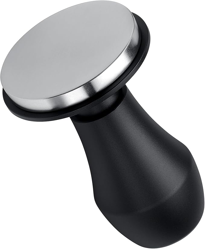 Normcore 57mm Coffee Tamper V4.1 with Click Sound Feedback, Spring Loaded Tamper With Stainless Steel Flat Base, Compatible with Lelit Anna Portafilter, Black