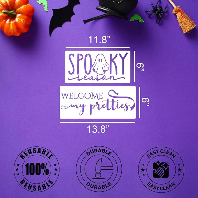 Halloween Stencils for Painting on Wood 14” Halloween Doormat Stencils Boo Hocus Pocus Drawing Templates for Wood Sign Doormats T-Shirt Porch Wreath Decor