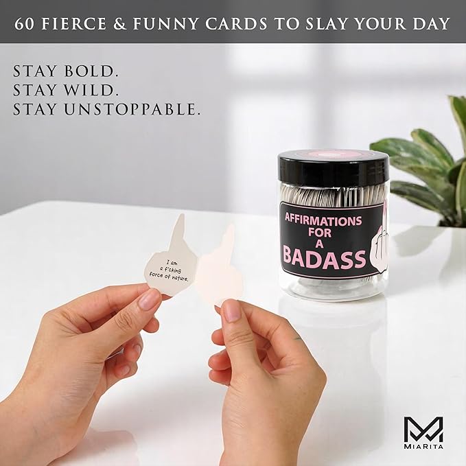 Badass Affirmation Jar – Christmas Gifts for Women, Inspirational and Relaxation Gift for Her, Boss Lady, Besties, Friend, Birthday Gifts for Her, Women, Sister, Coworker, Stocking Stuffers