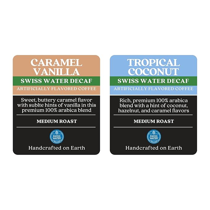 Copper Moon Coffee Swiss Water Decaf Flavored Variety Pack, 60 Count