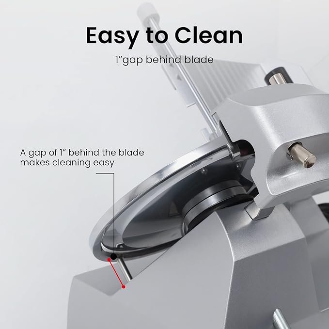 Toogood 8" Commercial Slicer, 1/4 HP Electric Meat Slicer, Italian Carbon Steel Blade, Quiet Performance, Semi-frozen Meat/Cheese/Food Slicer, 0.5mm to 15mm Adjustable Slicing Thickness