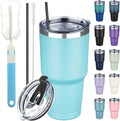 30 oz Tumbler with Lids and Straws, Stainless Steel Insulated Coffee Tumbler, Double Wall Vacuum Insulated Travel Mug Cup, Leakproof Thermal Coffee Cup for Hot and Cold Drinks (dark green)
