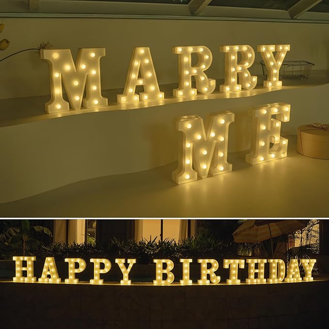 Foaky LED Letter Lights Sign Marquee Light Up Letters Sign for Night Light Wedding/Birthday Party Battery Powered Christmas Lamp Home Bar Decoration(S)