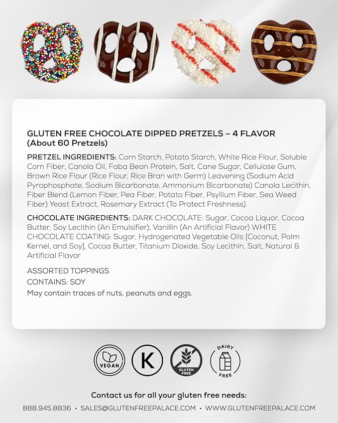 Gluten Free Palace Chocolate Covered Pretzels Gift Basket – Mother’s Day Chocolate Pretzel Gift – Gluten Free Easter Treats – Family, Friends, Corporate, Thank You & Get Well (4 Flavors)