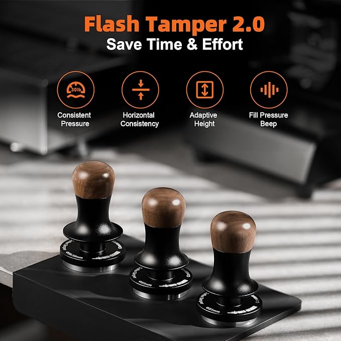 MHW-3BOMBER 45.5mm Espresso Tamper - 3 Spring Loaded Coffee Tamper with Sound Feedback - Barista Calibrated Tamper with 15lb / 30lbs Replacement Springs - Compatible for Flair Pro and Pro 2 T7070F-OS