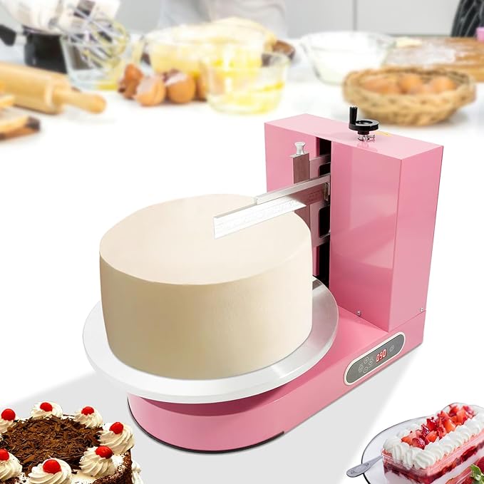 Electric Cake Decorating Machine Cream Coating Spreading Smooth Machine Surface Scraper for 4-16inch Cakes, 0-320RPM Adjustable Rotating Speed