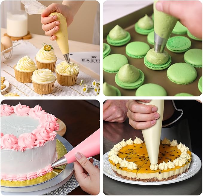 18 Inch Thick Disposable Piping Bags, 100PCS Anti Burst Pastry Bags for Cake Decorating Cream Frosting and Baking Supplies, Tipless Piping