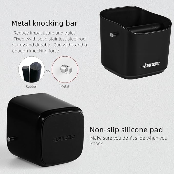 MHW-3BOMBER Espresso Knock Box, 1.2L(15 Cups) Coffee Knock Box with Coffee Clean Brush and Removable Knock Bar for Espresso Puck, Coffee Ground, Durable Espresso Accessories, CS7092-OS