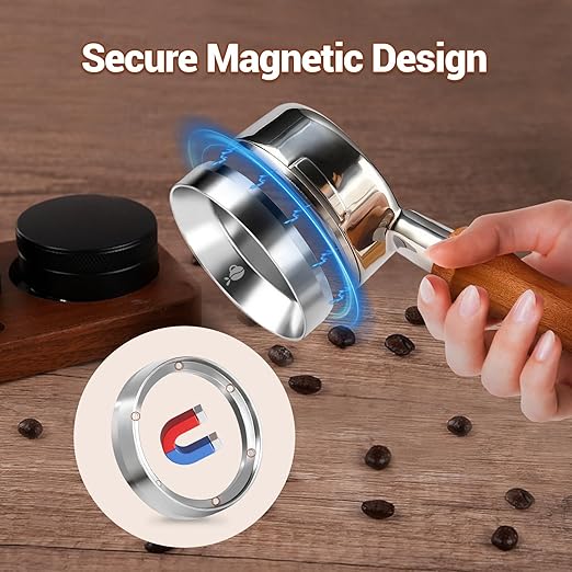 51mm Espresso Dosing Funnel, 304 Stainless Steel Coffee Dosing Ring, Portafilter Funnel with 6 Magnetic, Barista Tools Compatible with Breville 51mm Portafilter