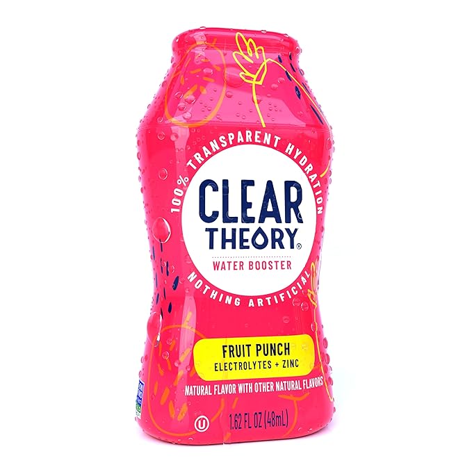 Clear Theory Water Flavoring Drops with Electrolytes – Electrolyte Drink Mix, [Fruit Punch] Water Enhancer for Kids & Adults, Sugar-Free, Vegan, Gluten-Free, 1-Pack (1.62 fl oz Bottles)