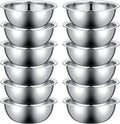 Pinkunn Set of 12 Stainless Steel Mixing Bowls, Nesting Metal Prep Salad Bowl Bulk Kitchen Large Reusable Baking Food Container for Hotel Restaurant Home Cooking, Silver(8.66 x 3 Inch)