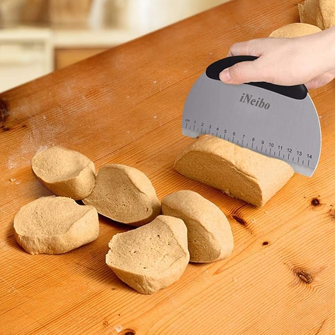 iNeibo Professional Baking Tools Biscuit Cutter Set Dough Blender/Cutter Round Cookies Cutter with Handle + Pastry Scraper+Egg Separator Heavy Duty Baking Dough Tools Pastry Utensils (Baking Tools)
