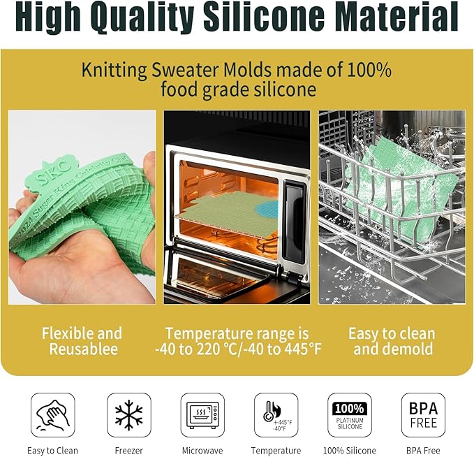 KALAIEN Sweater Texture Fondant Impression Mats Knit Fondant Embosser Texture Mats for Clay Cake Decorating Fondant Molds 1Pcs(Style 2)
