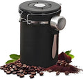 Coffee Canister, Stainless Steel Coffee Bean Storage Container with Date Tracker and Scoop, Kitchen Food Container for Grounds Coffee, Beans, Tea, Flour, Cereal, Sugar, 22OZ (1800ML | Black)