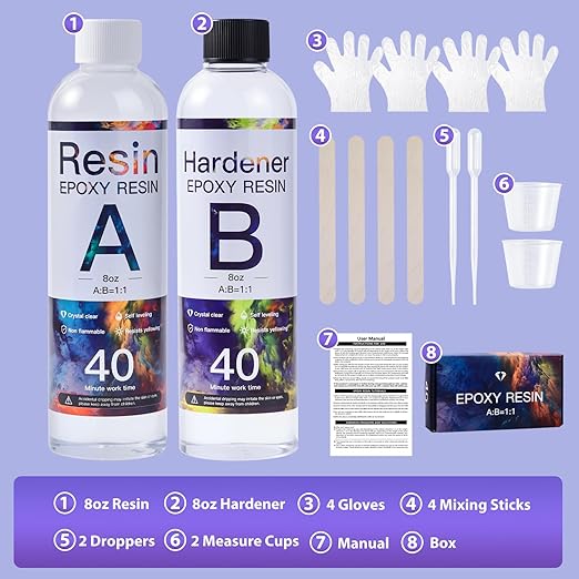 Epoxy Drops, 16OZ Epoxy Resin Crystal Clear, Epoxy Resin Kit - No Yellowing & No Bubbles, 1:1 Mix Ratio, Self-Leveling, Bubbles Free, Resin Epoxy for Casting, DIY, Molds, Jewelry Making, Art Crafts