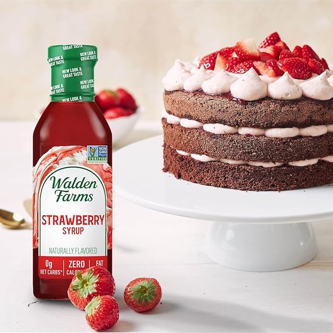Walden Farms Strawberry Syrup – Perfect for Desserts, Smoothies, Breakfast – Zero Calorie, Sugar-Free, Low Carb, Keto-Friendly, Gluten-Free, Vegan – 2-Pack, 12 oz Bottles