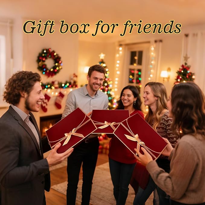 WLUSEAXI 10Pack Red Gift Boxes, 10.6x7.8x3.1Inch Bridesmaid Proposal Box with Ribbons, Gift Boxes with Lids for Presents, Mother's Day, Wedding, Groomsmen Proposal, Birthday Party