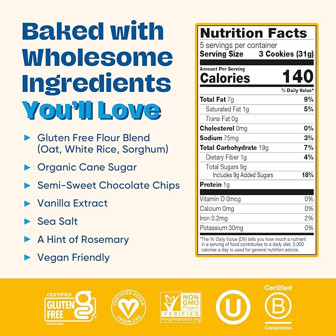 Gluten Free Patake Crunchy Chocolate Chip Cookies - Vegan - Free From the Top 9 Allergens Including Dairy, Wheat, Soy, Eggs, & Peanuts - Non GMO - Safe School & Office Snack (3 Pack, 5.5oz Boxes)