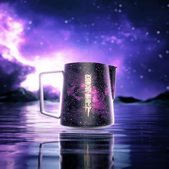 MHW-3BOMBER Espresso Steaming Pitcher Milk Frothing Pitcher Stainless Steel Milk Coffee Cappuccino Latte Art Barista Cup (5.0 Purple, 16.9 Ounces) P5007S