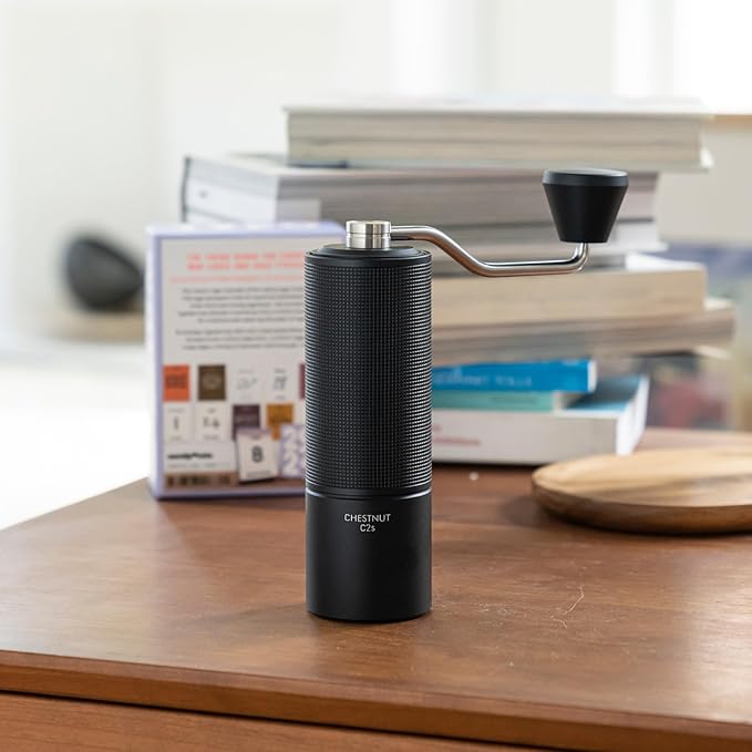 TIMEMORE Chestnut C2S Manual Coffee Grinder Stainless Steel S2C Conical Burr Coffee Grinder, Capacity 25g Hand Coffee Bean Grinder, Double Bearing Positioning, Black