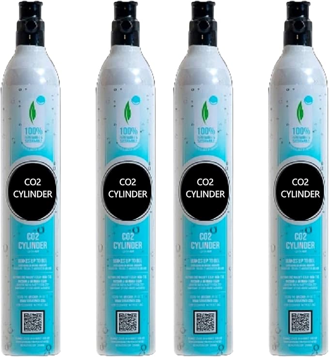 FIZZIT 60L Threaded CO2 4 Pack Canister Refill, Compatible with All Threaded 'Screw-In' Soda Makers Including Soda Machines,Excludes ART, TERRA & DUO (C02-4PK-A)