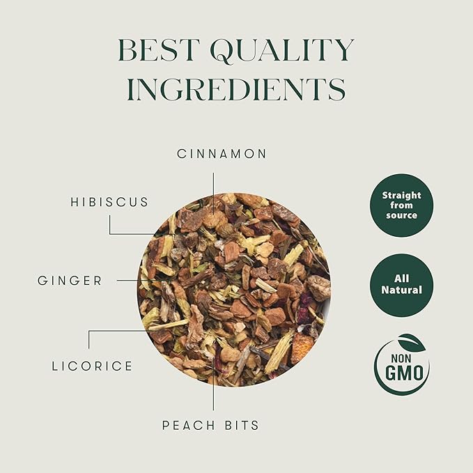 Luxmi Estates - Peach Mint Tea - 100g (50 Cups) | USDA Certified Organic Herbal Tea | Caffeine-Free