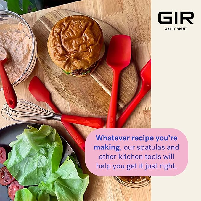 GIR: Get It Right Silicone Spatula - 11-Inch Red Skinny Jar Spatula - Heat Resistant & Nonstick Fiberglass Core -Flexible Kitchen Tool