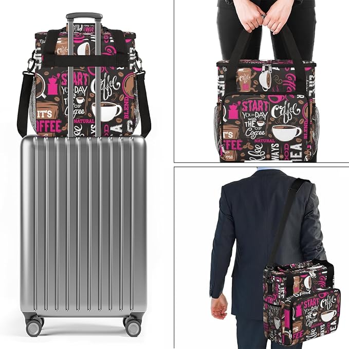 cfpolar Coffee Maker Storage Bag, Waterproof Travel Carrying Storage Tote Bag Organizer Case, Compatible with K-Mini or K-Mini Plus, And Suitable for Other Accessories， With Pockets for K-Cup Pods