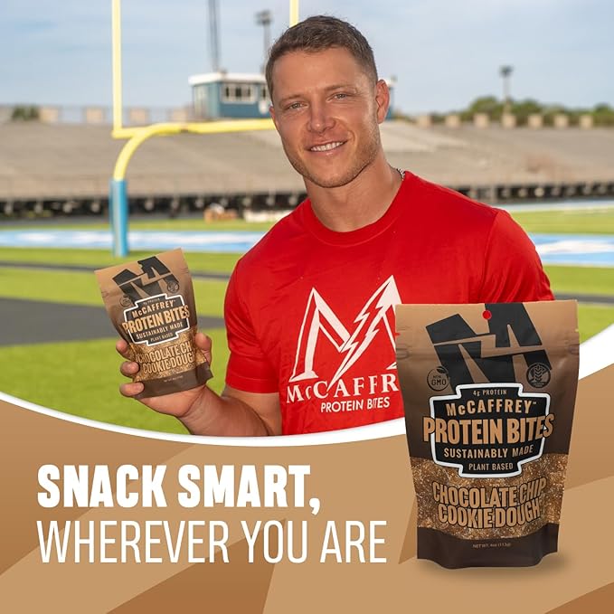McCaffrey Protein Bites – Cookie Dough Flavor – 6 Multi-Serving 4oz Bags – 4g of Protein per Serving – Gluten-Free, Vegan, High Fiber Energy Snack for Active Families
